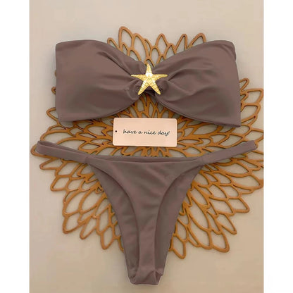 Bikini Bandeau Bleu Ciel – Élégance & Confort | YLOLYA SWIM