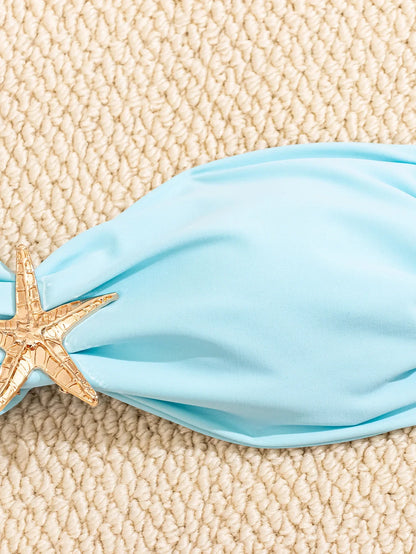 Bikini Bandeau Bleu Ciel – Élégance & Confort | YLOLYA SWIM
