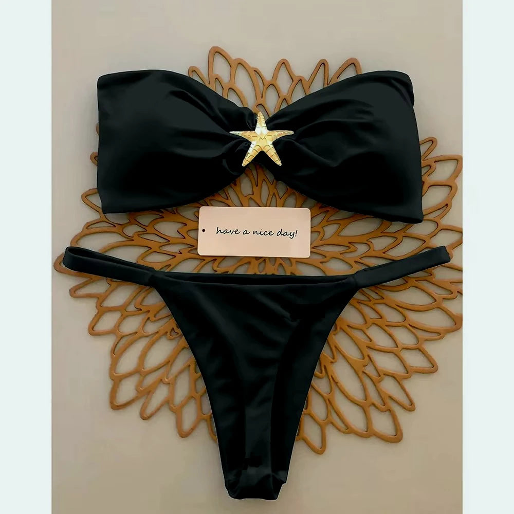 Bikini Bandeau Bleu Ciel – Élégance & Confort | YLOLYA SWIM