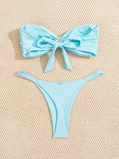 Bikini Bandeau Bleu Ciel – Élégance & Confort | YLOLYA SWIM